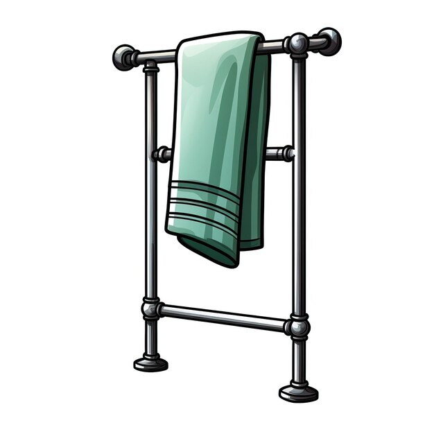 Colore verde Rack per asciugamani vettore cartone animato sfondo bianco è