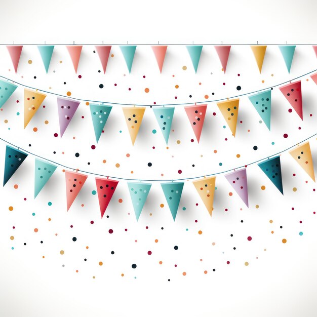 Colorful Birthday Bunting Clipart su sfondo bianco generato da AI