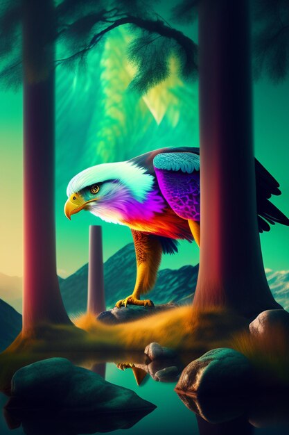 Colorful Eagle Flying Ai Generare