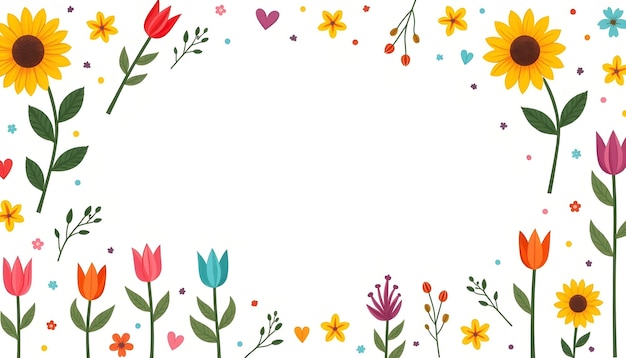 colorful flower illustrations sunflowers tulips daisies floral elements stylized flowers simpl