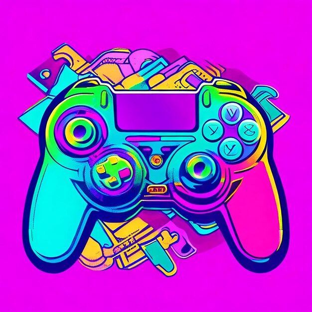 colorful gaming controller vector line art images download gratuito