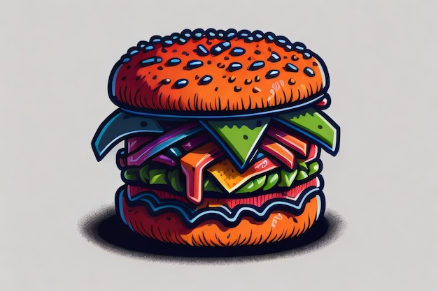 Colorful Hamburguer Humburger Sticker Burger Sfondo Humburger Sfondo ai generato