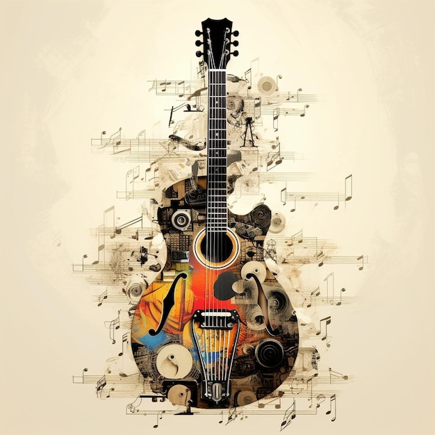 Colorful Music Vector Collection Guitar Clipart Simboli musicali e altro ancora