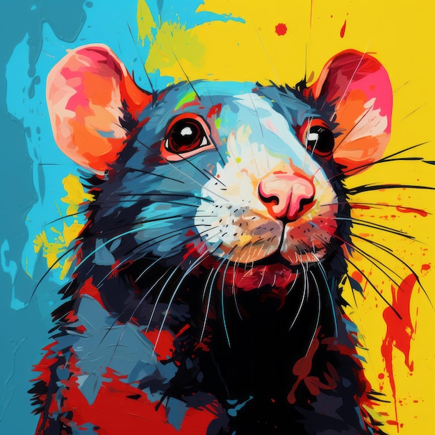 Colorful Pop Art Rat Un capolavoro vibrante ed espressivo