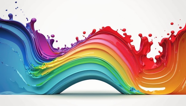 Colorful Rainbow Wave Paint Splash di Generative AI