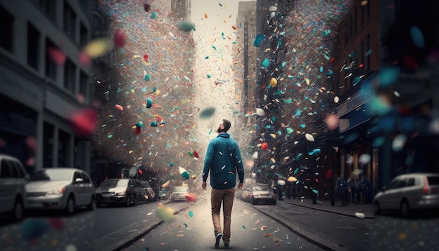 Colorful Street Confetti Shower di Generative AI