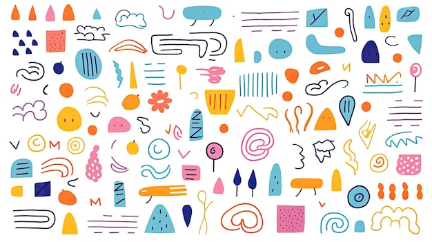colorfula divertente linea astratta doodle forma set creativo