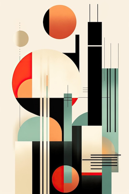 Colorfull Forme geometriche linee gradienti arte minimalista stile artistico Bauhaus AI generato