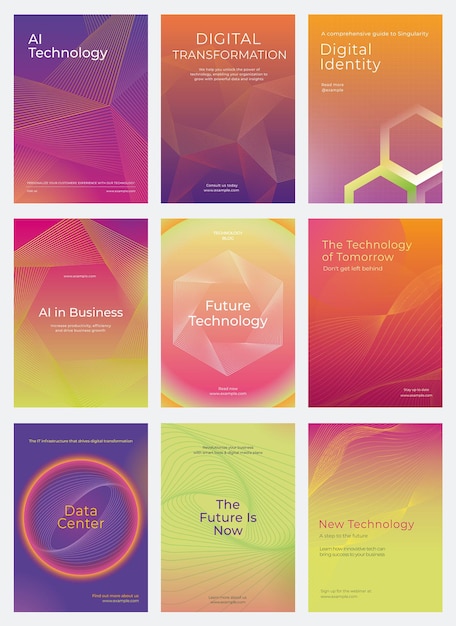 Colori brillanti evidenziano la tecnologia e il digitale Trasformazione digitale modello di poster colorato