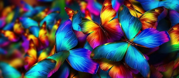 Colori dell'arcobaleno Modello di farfalle multicolori morpho