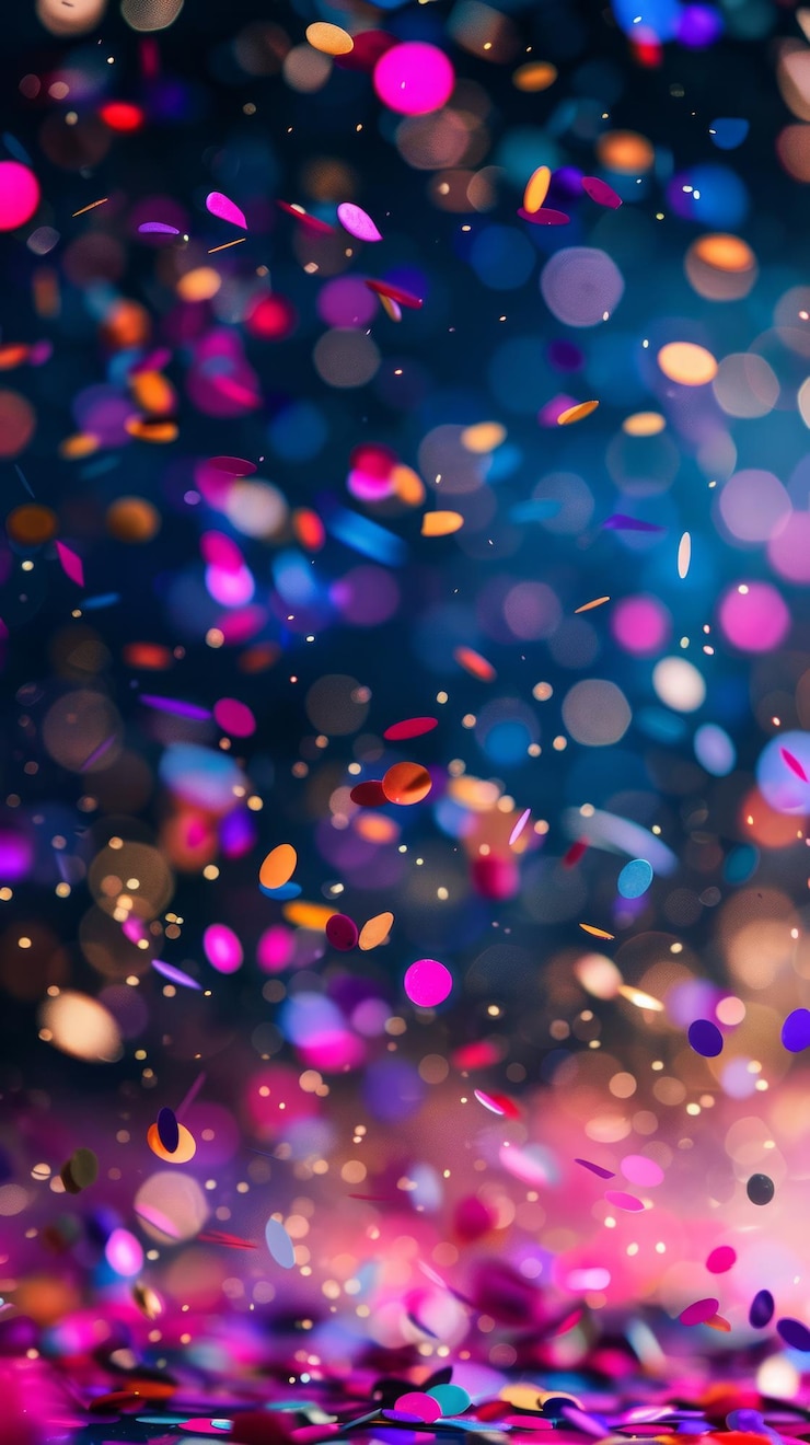 Foto colori di confetti che cadono sullo sfondo
