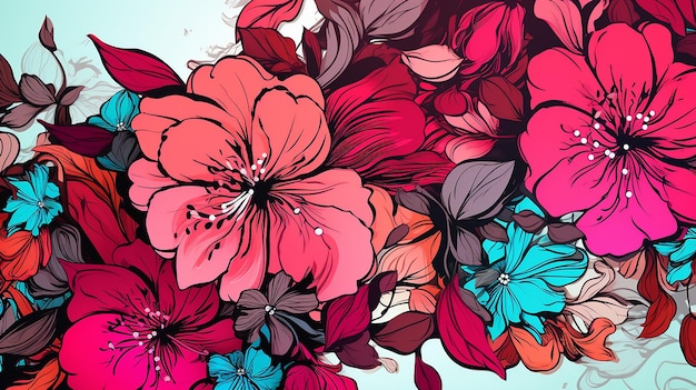 colori di inchiostro per carte da parati florali alla moda