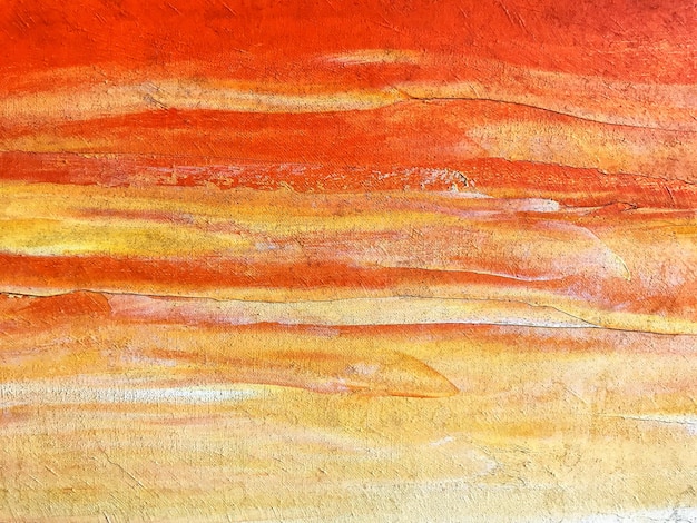 Colori rossi e arancioni del fondo di arte astratta. Multicolor dipinto ad olio su tela. Sfondo texture con sfumatura gialla