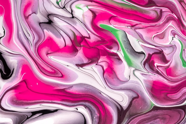 Colori viola e bianchi astratti del fondo di arte fluida. Marmo liquido. Dipinto acrilico su tela con linee e sfumatura lilla. Sfondo di inchiostro alcolico con motivo ondulato di vino.