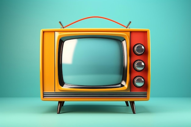 Colori vivaci e illustrazione TV retrò AI