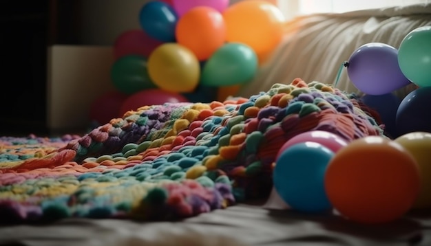 Colori vivaci palloncini giocosi celebrazione gioiosa divertimento generato dall'intelligenza artificiale