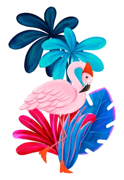 Coloroso adesivo png di flamingo illustrazione di animali carini sfondo trasparente