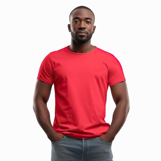 Coloroso modello di maglietta Uomo con maglietta gialla verde rossa Disegno con sfondo bianco