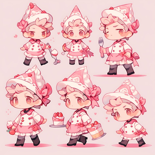 Coloroso Panettiere Maschio Chibi Kawaii Pastry Chef Chef Uniforme Moda Pin Collezioni creative design