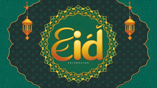 Coloroso poster di celebrazione dell'Eid adornato con un'elegante tipografia