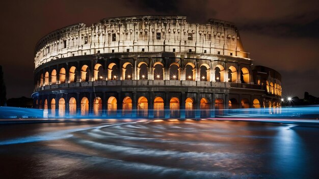Colosseo a Roma, Italia, ripresa a lunga esposizione