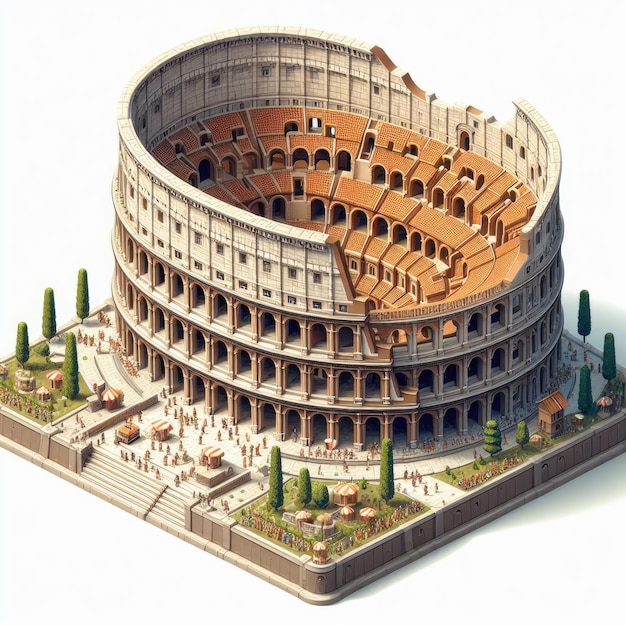 Colosseo in 3D isometrico