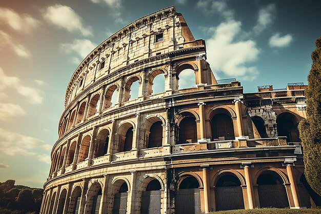 Colosseo un simbolo iconico dell'antica foto di illustrazione dell'architettura romana