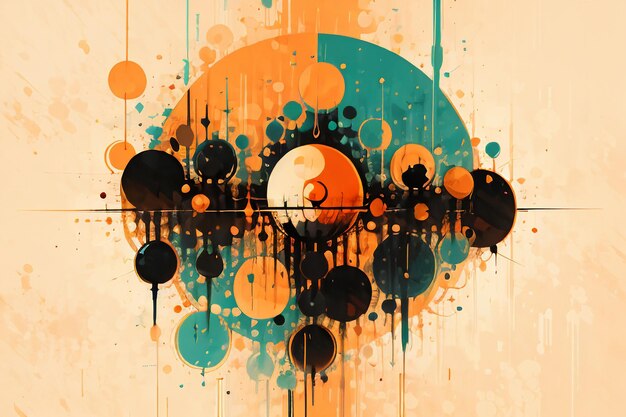 Colourful round shape stack abstract splash ink effect wallpaper background illustration