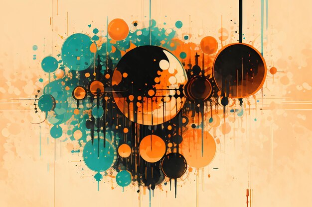 Colourful round shape stack abstract splash ink effect wallpaper background illustration