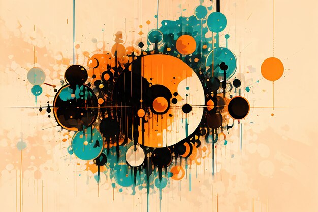 Colourful round shape stack abstract splash ink effect wallpaper background illustration