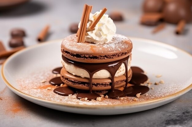 Colpo del primo piano di un delizioso dessert al cioccolato con amaretto