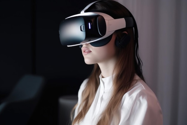 Colpo del primo piano di una donna che usa il suo cellulare in vr