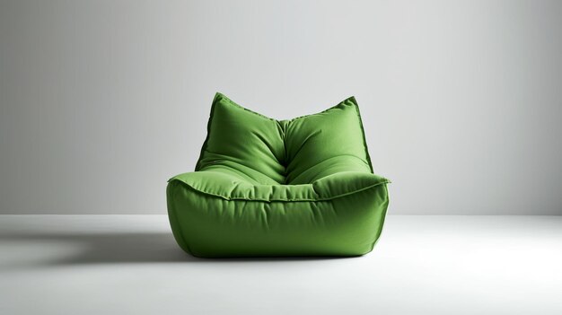 Colpo dello studio di una sedia beanbag verde su sfondo bianco Ia generativa