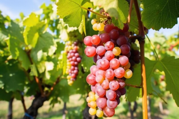 Colpo dettagliato delle uve rosse e bianche in vigna