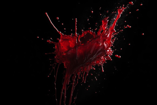 Colpo di Blood Splash su sfondo nero IA generativa