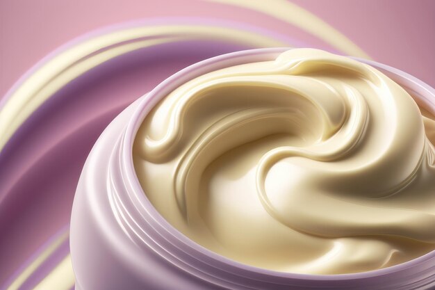 Colpo di crema cosmetica di bellezza primo piano su sfondo pastello Generazione AI