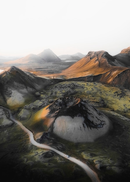 Colpo di drone del vulcano, Islanda