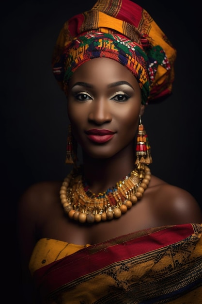 Colpo ritagliato di bella donna in un abito tradizionale africano