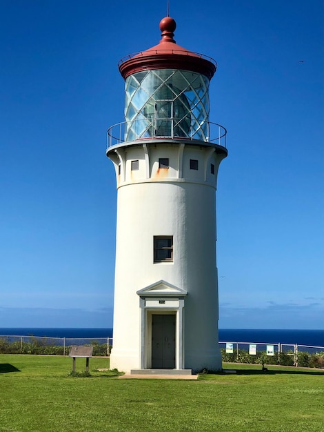 Colpo verticale del faro di Kilauea a Kauai, Hawaii