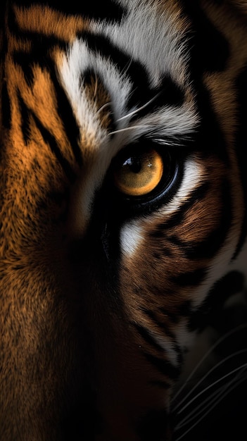 Colpo verticale del ritratto del primo piano della tigre che guarda nella macchina fotografica