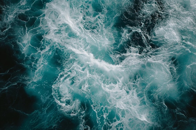 Colpo verticale delle onde spumose dell'acqua nel mare