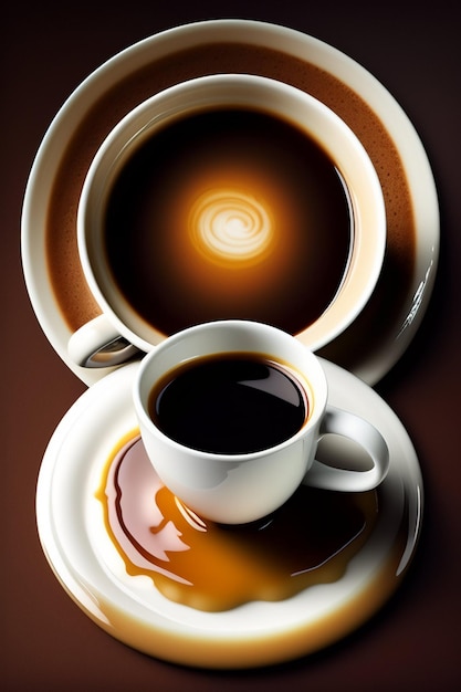 Colpo verticale di caffè caldo con waffle ai generativi