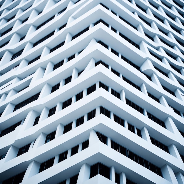 Colpo verticale di costruzione architettonica astratta bianca