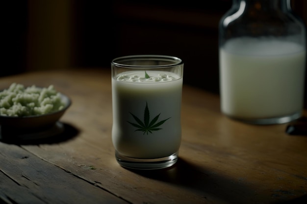 Colpo verticale di delizioso latte di cannabis rilassante