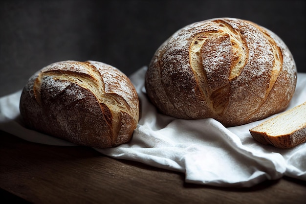 Colpo verticale di pane sano appena sfornato