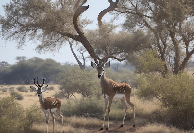 Colpo verticale di un'antilope kudu con piccoli uccelli sul retro