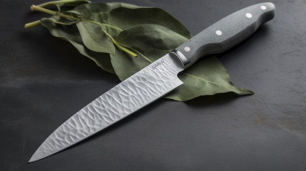 Coltello foglia grigio opaco