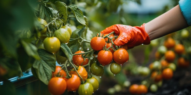 Coltivare pomodori in un'agricoltura eco-friendly e sostenibile Agricoltura biologica Artificiale generativa