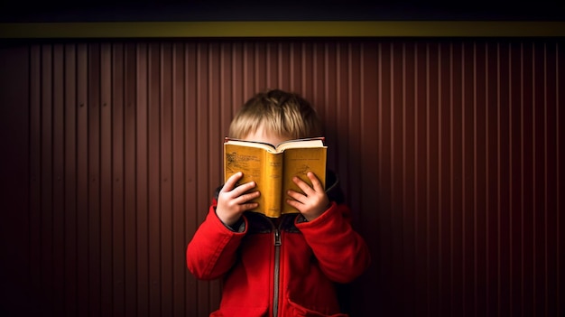 Coltivare un amore per tutta la vita per l'apprendimento Ragazzo che legge un libro con passione ed entusiasmo IA generativa