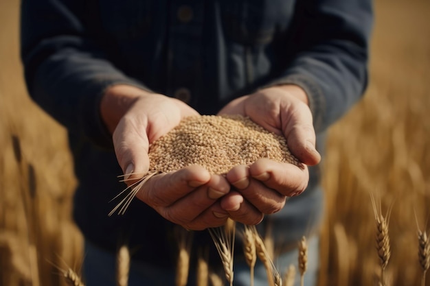 Coltivatore di mani di grano Fattoria alimentare Genera Ai